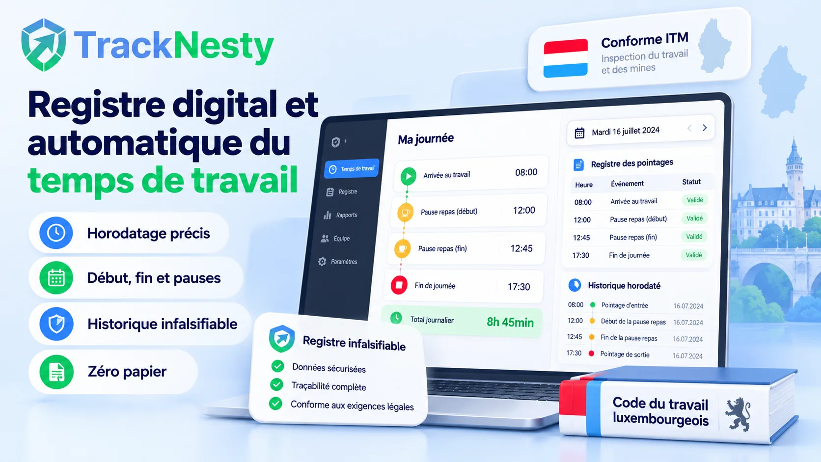 Registre digital et automatique du temps de travail au Luxembourg - Conformité ITM