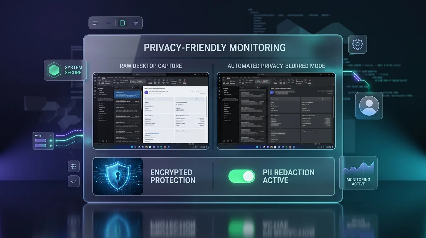 Privacy-Friendly Screenshot Monitoring with Automated PII Gaussian Blur