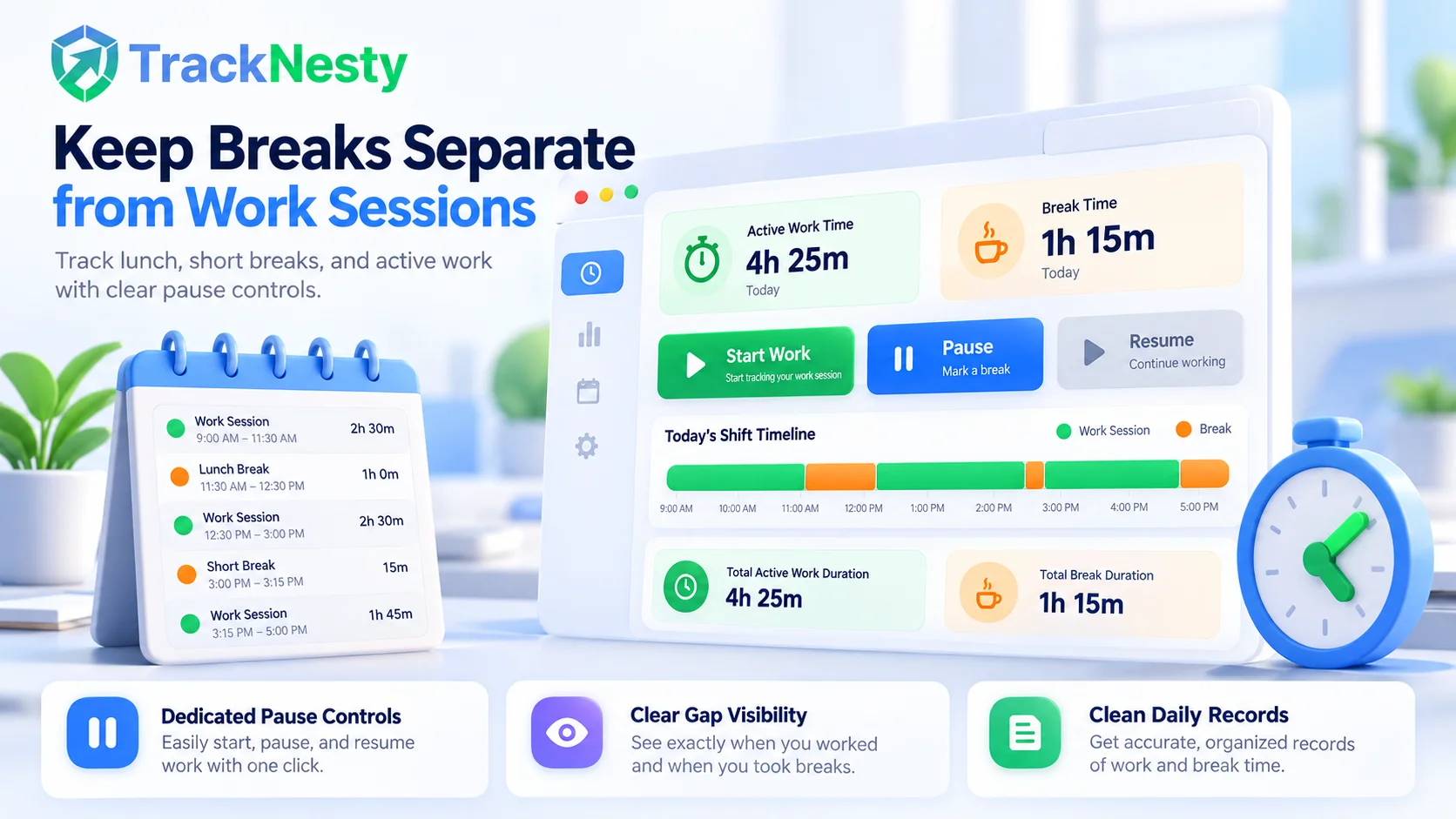 TrackNesty Break Tracking and Pause Management