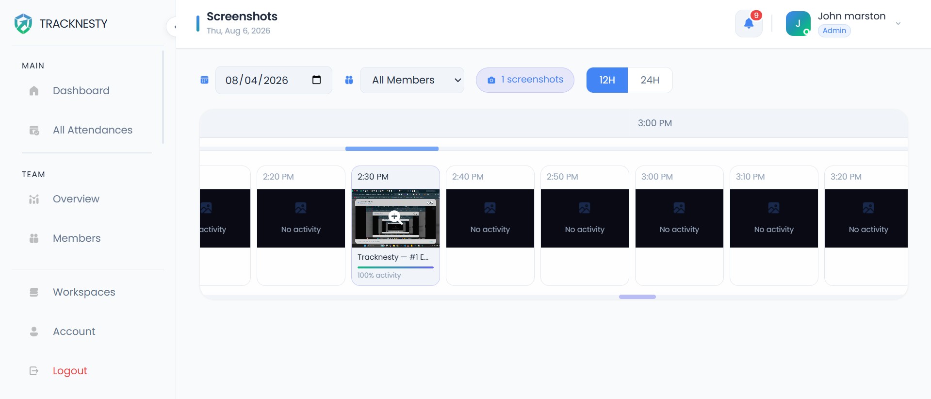 Tracknesty Real Screenshot Monitoring Interface Grid 1